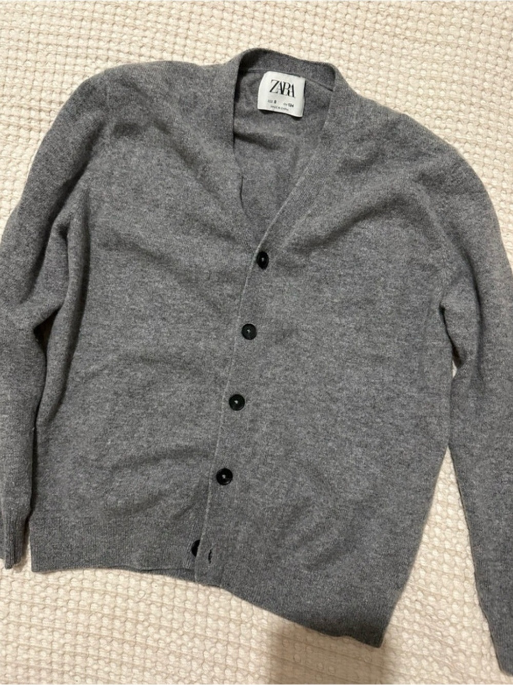 Zara kids Gray Button V-Neck Cardigan